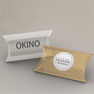 China Recyclable Wholesale Clear Frosted Transparent PVC Boxes Custom Logo Pillow Box Packaging for sale