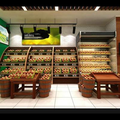 China Grocery Design Shopping Mall New Customized Wooden Cashier Table Kiosk Fruit Store Grocery Display Cabinet Retail Production for sale