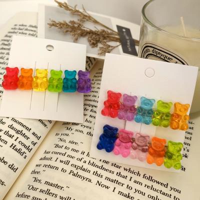 China Fashion Wholesale Fashion Hair Accessories Jewelry Candy Color Gummy Bear Hair Clips For Women Girls Kids Rainbow Jelly Bear Hairgrip for sale