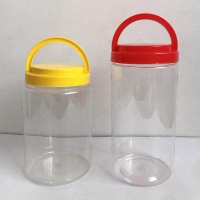 China Honey Plastic Clear 2250ml Packaging Bottles For Big Honey PET Jar , Plastic Bottle With Handle Cap for sale