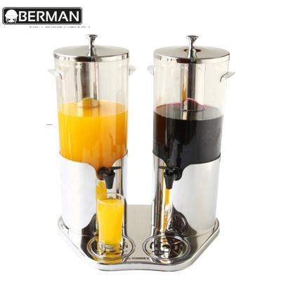 China Modern Restaurant Fruit Juice Mixer Drink Dispenser, 2 Tanks Juice Dispenser Drink Dispenser With Tap for sale