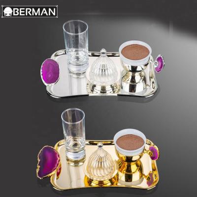 China Fashion Eco Friendly Glass Turkish Coffee Mugs Set, Reusable Ethiopian Coffee Cup Set With Tray for sale