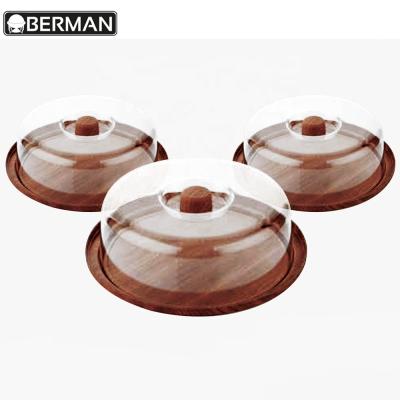 China Fashion Indian Restaurant Buffet Wooden Decorative Food Serving Tray Set With Plastic Lid for sale