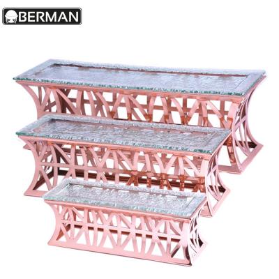 China Fashion High Quality Rose Gold Stainless Steel Metal with Ice Buffet Food Display Stands for sale