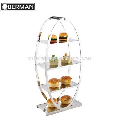 China Fashion restaurant equipment Dubai stainless steel 4 tier table oval cupcake snack warmer display stand for sale