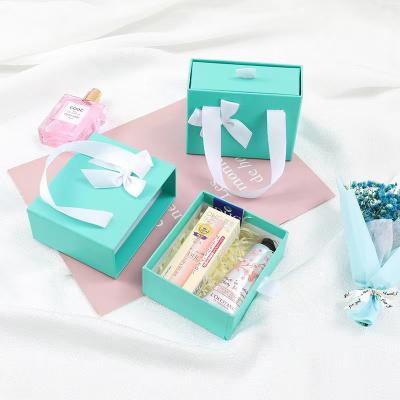 China Drawer Green Pink Paper Cosmetic Packaging Box Skin Care Cosmetic Box for sale