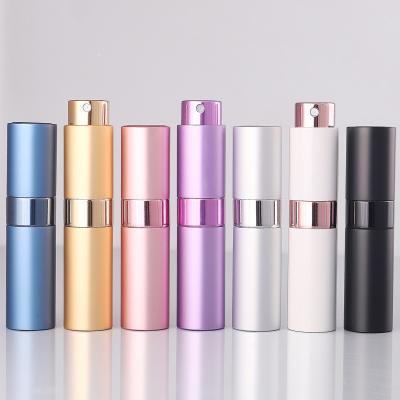 China Aluminum Collar 5ml 8ml 10ml Mini Empty Sample Vials Glass Spray Perfume Bottle with Glass Laser Engraved Surface and Box for sale