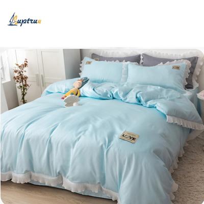 China 2.0m (6.6ft) whased solid color flat sheet comfortable home bedding set for sale