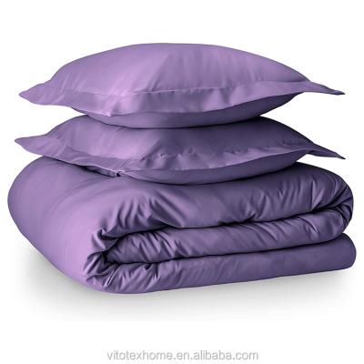 China 3 Pcs Disposable Solid Color Set Duvet Cover and Sham Set Soft Washed Microfiber Lavender for sale