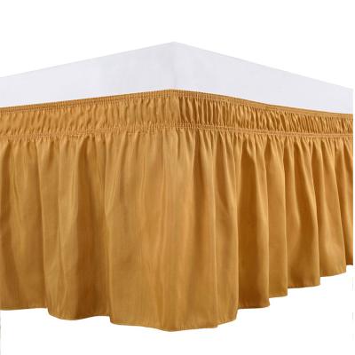 China Decoration Ruffled Bed Skirt with Split Corners Queen Size Platform Dust Ruffle (12 inch drop) Gathered Bedskirt GOLD for sale