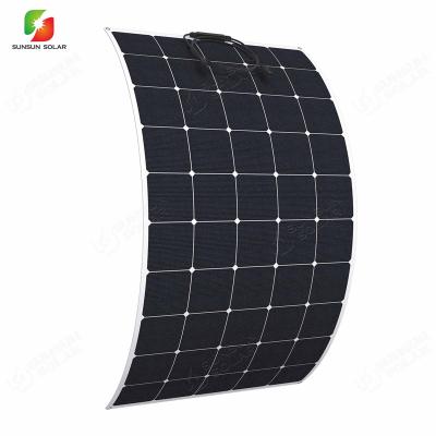 China 20A HOT SALE RV Camping Use 12/24V 150W Sunpower Marine Cell Thin ETFE Layer Semi Flexible Solar Panel for sale