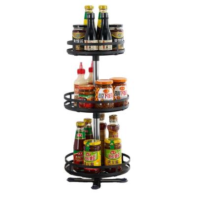 China Eco-Friendly Organizer Storage Rack 360 Degree Rotating Kitchen Round Shelf Spice Rack Organizer Countertop Seasoning Rack Storage Shelf for sale