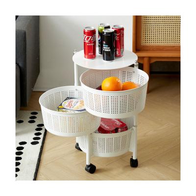 China Household Storage Shelf Rack Kitchen Vegetable Rack Round Movable Multi Function for sale