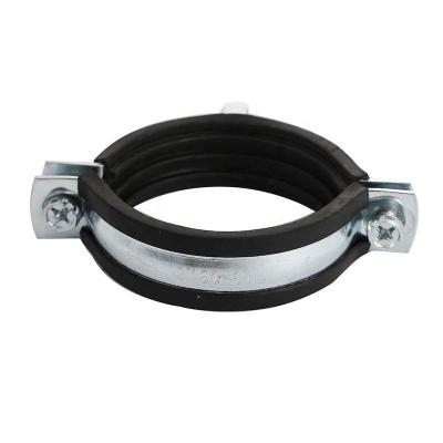 China General Industry Heavy Duty Pipe Clamp With Rubber Reinforced Rib Professional Hanging Galvanized Hose Clamp Metal Aligne Pipe Clamps for sale