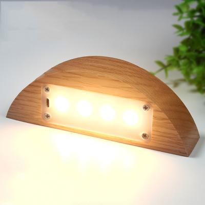 China Novelty USB Rechargeable Multifunctional Creative Solid Wood Table Lamp With Touch Control for sale