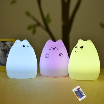 중국 Modern LED Night Light Silicone Cat Shape Rechargeable Baby Feeding For Breast Feeding With Remote Control 판매용