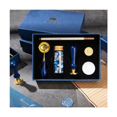 China Eco-friendly Wax Seal Kit With Metal Handle Stamp Box Set Lacquer Sealing Stamp Custom Wax Seal Kit for sale