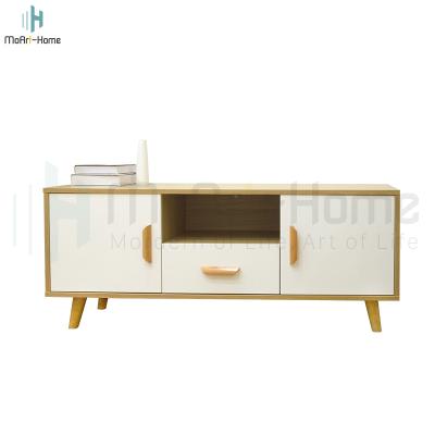 China Eco - Friendly White Wooden Tv Stand Living Room Furniture Modern , MDF Tv Cabinet Color Combinations Bar Unit For Apartment Hotel for sale