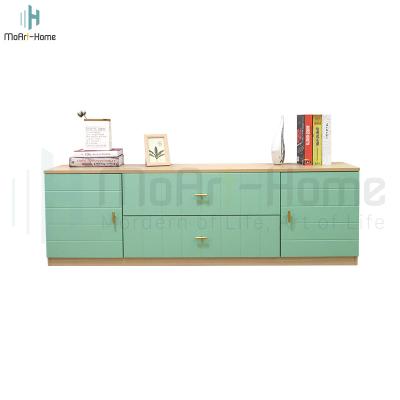 China New Arrival Mint Green Television Stand TV Eco-friendly Living Room Furniture , LDF / MDF Wooden TV Cabinet With Drawers Wholesale Negotiate for sale