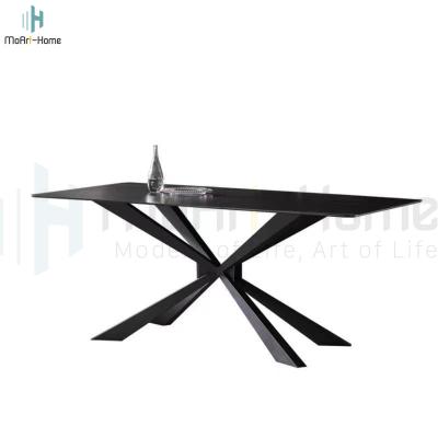 China Wholesale Eco-friendly Minimalist Slate Marble Desk Rock Table Dinner Furniture Home Metal Carbon Steel Luxury Dining Base for sale