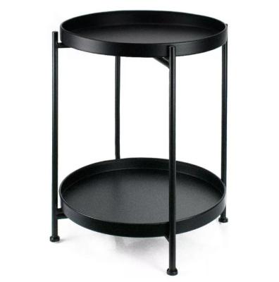 China 2020 Modern Style (Height) Adjustable Bedroom Luxury Industrial Black Round Metal Nightstand For Sale for sale