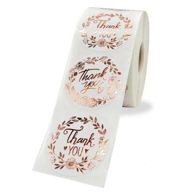 China Eco Friendly Round Scratch Printing Custom- Thank You For Your Purchase Label Sticker Roll Pink for sale