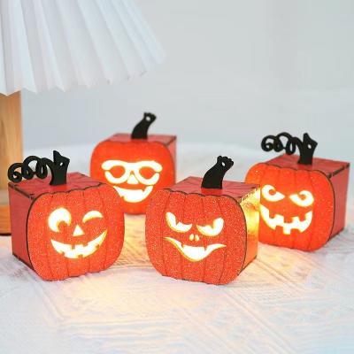 China Holiday Decorations Interior room decoration Funny Halloween pumpkin grimace LED lights for children for sale