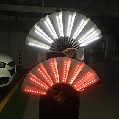 China Holiday Decorations Factory Hot Sale Luminous Nightclub Fan Trendy Party Performance Props Led Folding Hand Fan for sale