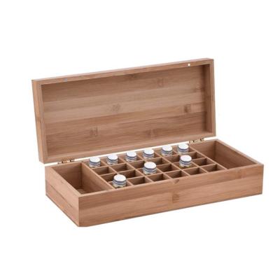 China Handmade Aromatherapy Organizer Nail Polish Fragrance Container Essential Oil Bamboo Wooden Storage Box for sale