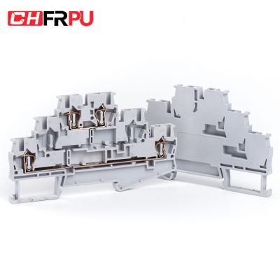 China CHFRPU ST2.5-3L 2.5mm2 DIN Spring Three-Layer Terminal Block Brass Rail Combo Spring Terminal Block for sale