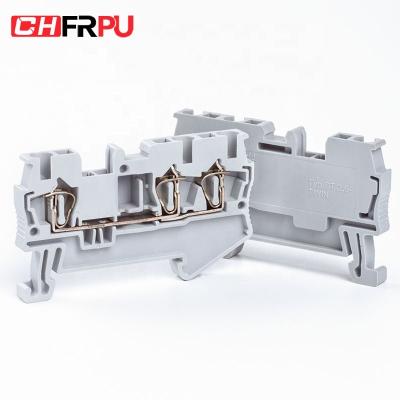 China CHFRPU ST2.5-TWIN 2.5mm2 DIN Brass Rail 1 Combo Spring In Terminal Block 2 Withdrawal Spring Terminal Block for sale