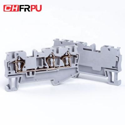 China CHFRPU ST4-TWIN 4mm2 DIN Brass Rail Combo Spring 1 In Terminal Block 2 Retract Spring Terminal Block for sale