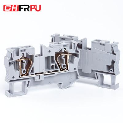 China CHFRPU ST6 6mm2 DIN Spring Terminal Block Brass Rail Combo Spring Terminal Block for sale