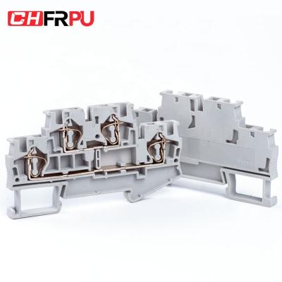 China CHFRPU STTB4 4mm2 DIN DC24/220V STTB4 Rail Combo Spring Terminal Block Pullback Spring Terminal Block Two Wire Positive Driving for sale