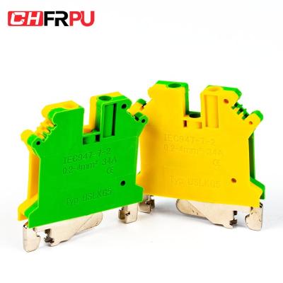 China CHFRPU USLKG5 4mm2 DIN Rail Screw Ground Terminal Block Brass Earthing TB For UK5N #N/A for sale