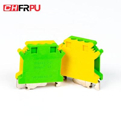 China CHFRPU USLKG16 16mm2 DIN Rail Screw Ground Terminal Block Brass Earthing TB For UK16N #N/A for sale