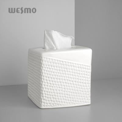 China Modern White Golf Like Good Porcelain Tissue Holder Ceramic Home Box for sale