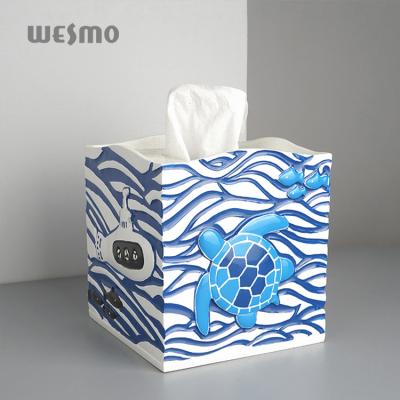 China Coastal Cute Ocean Kids Style Polyresin Tissue Holder Box for sale