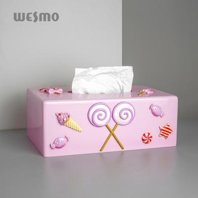 China Cute Children's Candy Style Polyresin Tissue Holder Box for sale