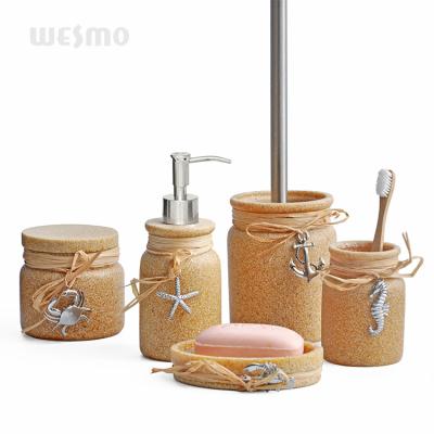 China Hotel Seaside Polyresin Bathroom Set for sale