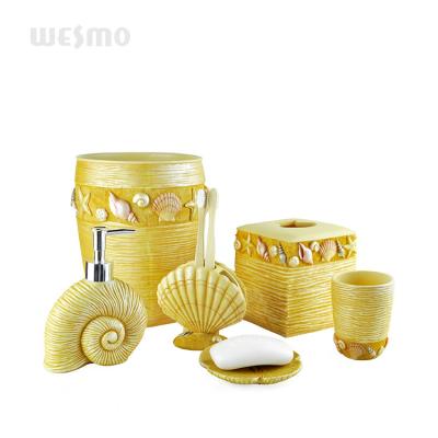 China Sustainable Polyresin Seashell Bathroom Set for sale