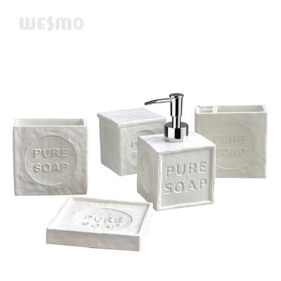 China Sustainable Durable Polyresin Manufacturer Supply Simple Style White Bathroom Accessories Hotel for sale