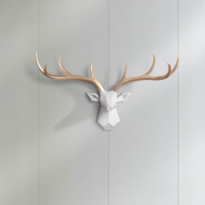 China Main Europe Resin Faux Deer Sculpture Decoration Life Like White Head Deer Art Wall Decorations For Home for sale