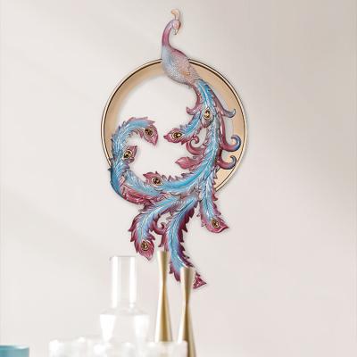 China Europe Resin Sculpture Handwork Products Animal Peacock Ornament Polyresin Statue Wall Decor For Home Decoration Gifts for sale