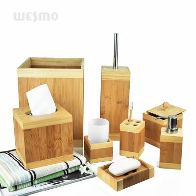 China Viable Quality Luxury Bamboo Bathroom Waist Accessory Set for sale