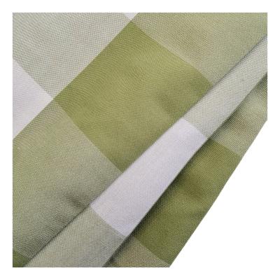 China Breathable Green And White Checkered Linen Textured Curtains Fabric For Farmhouse for sale