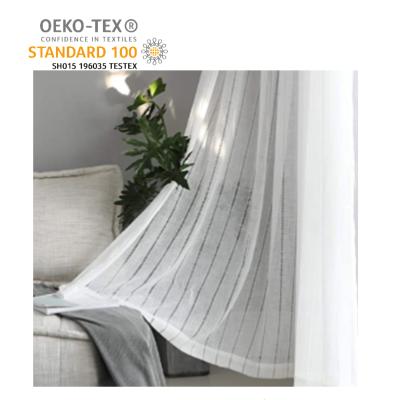 China Low Price Transparent Sheer Curtain Fabric In Breathable Faux Linen Design for sale