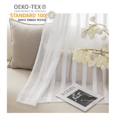 China Breathable Material Linen New Style Striped Sheer Voile Curtain Fabric For Bedroom for sale