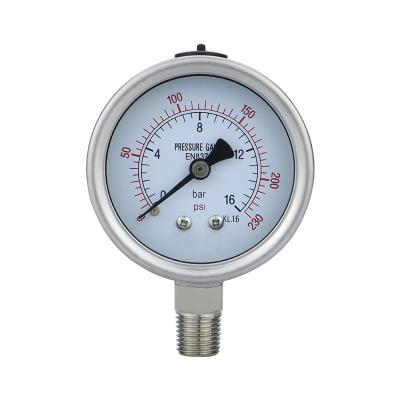 China 16bar 2,5 inch NPT1/4 draadverbinding 304ss roestvrijstalen drukmeters voor uitlaat Te koop