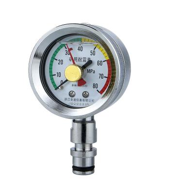 Cina BZY60 60mm Small Memory Double Needle Mine Pressure Gauge Pressure Meter Case Stainless Iron Oil Pressure Gauge in vendita